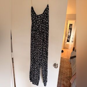 Strapless Floral Black and White Jumpsuit